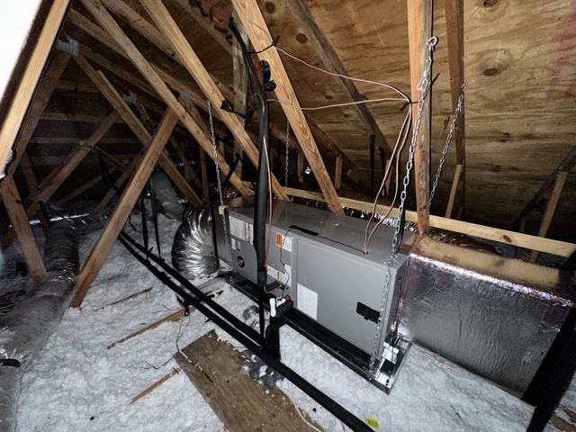 Attic system, re-insulated — Attic install with fresh blown insulation and sealed connections (Wonder Air & Heat, Brevard County FL)